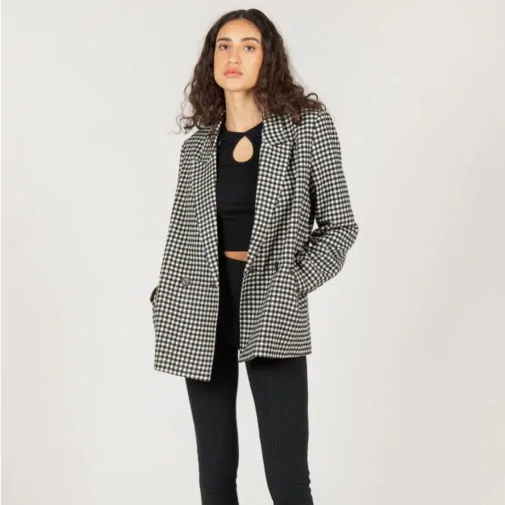 24colours black and white plaid blazer szS NWT